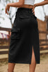 'Solana' Drawstring Waist Slit Denim Skirt - Celes Fashion